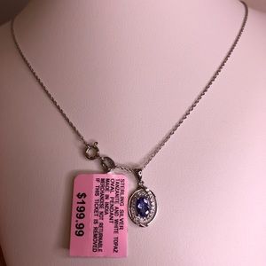 Tanzanite and White Topaz Oval Shape Necklace